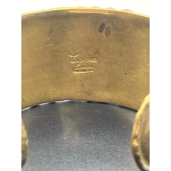 *Luciano Signed Mixed Metals Brass Copper Handmade Worked Ornate Cuff Mexico - Picture 7 of 7